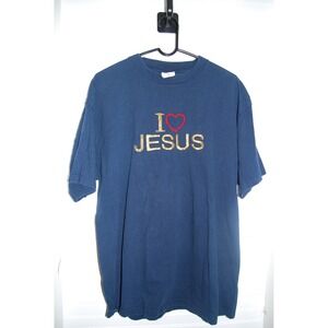 Vintage Jesus t-shirt Men's XL embroidered Unisex I Love Jesus tee‎